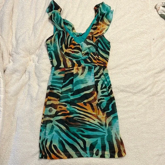 flowy animal print dress One Shoulder Leopard Dress main image 1